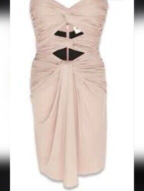 OW Collection Chiara Mini Dress Modern Cutouts Ruched Open Back S NWT